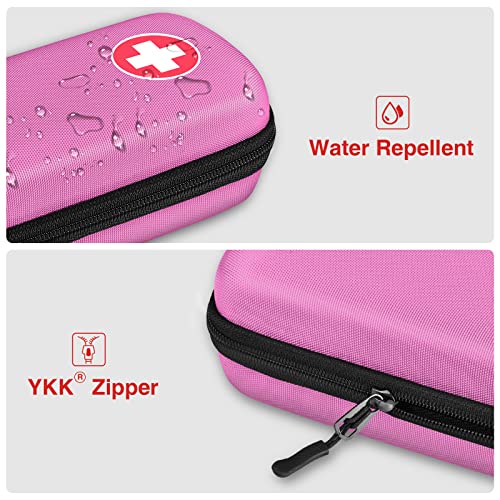 MEDMAX Epipen Medical Carrying Case, Hard Shell EVA Shock Absorption Travel Medication Organizer Bag Emergency Medical Pouch Holds 2 EpiPens, Asthma Inhaler, Auvi-Q, Allergy Supplies (Pink) - color: Pink