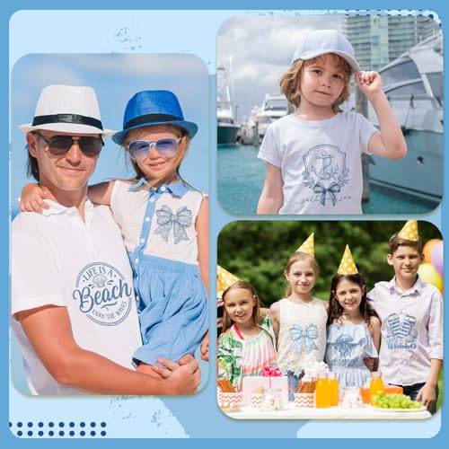 Tellingyou 36 Sheets Beach Party Iron on Transfers Blue Bow Iron on Patch - style: Ocean
