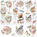 3 Sheets Flower Rub on Transfer Waterproof Floral Furniture Transfers Decal Bird Farmhouse Rub on Transfer 6x12 Butterfly Transfer Cabinet Stickers for Wood Door Craft Home Kitchen Decor - style: Style 1- Retro French