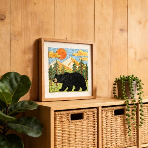 BEUNITONE Bear and Nature Style Punch Needle Kit for Beginners 9.4"x9.4" - color: 05-Bear Nature