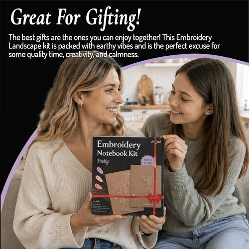 Unwynd Notebook Embroidery Kits Pretty for Adults, Beginners, Cross-Stitch - style: Notebook Embroidery Kit Pretty