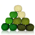 KGS Crochet Thread Cotton Yarn Balls | Size 8 | 10 Balls | 10 Grams Each Ball | Total 100 Grams of Pearl Cotton Thread for Crocheting, Hardanger, Needlepoint Hand Embroidery (Evergreen Dreams) - color: Evergreen Dreams