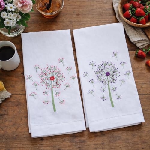 Bathroom Hand Towels Set of 2, Pink Purple Dandelion - color: 1153 - Pink Purple Dandelion