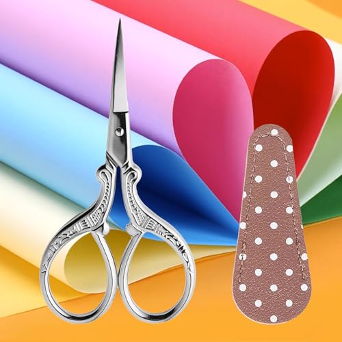 3.6 Inch Embroidery & Sewing Scissors - Small Craft Scissors with PU Leather Cover, Perfect for Cross Stitch, Crochet & Knitting Accessories, DIY Handmade Art Tool - size: 3.6 Inch, style: Style AA1711