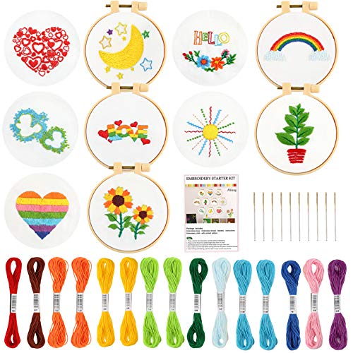 Pllieay 10 PCS Cross Stitch Kits for Beginners, Embroidery Beginner Kits