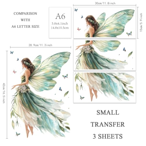 OLYCRAFT 3pcs/Set Fairy Rub on Transfers for Furniture and Crafts 12x6 inch Butterfly Furniture Decals Fairy Theme Transfer Stickers Rub on Decals for Wood Furniture Home Decor - style: Butterfly Fairy