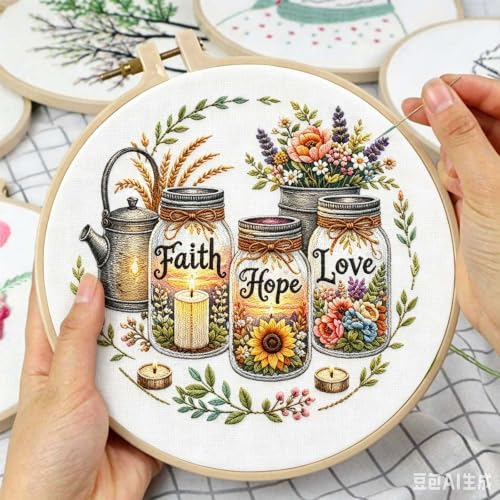 Inspirational Embroidery Kit for Beginners,Sewing Kit for Adults - color: Embroidery Kits-0621-16