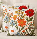 Embroidered Throw Pillow Covers 18x18 Inch, 2Pack, Flower Cluster - color: Flower Cluster, size: 18" x 18" (Pack of 2)
