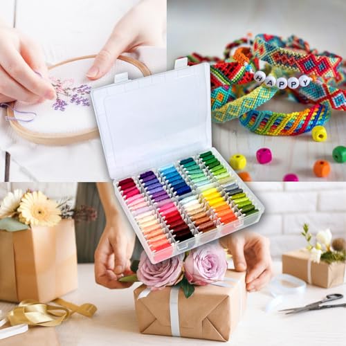 Friendship Bracelet String Kit String Bracelet Making Kit with 80 Skeins Embroidery Floss Cross Stitch Thread with Storage Box - color: 80 colors