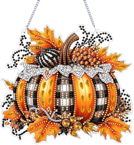 ARPADAMO Pumpkin Diamond Art Kits for Adults, Acrylic Hanging Suncatcher - color: DP05089