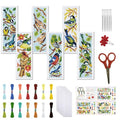 FREEBLOSS 6 Set Cross Stitch Bookmark Kit 11CT DIY Cross Stitch Kits Birds Stamped Embroidery Kit with Instructions Bookmark Making Set for Adult Beginners 8x2.4inch