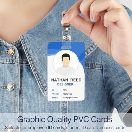 50 Pack Premium Blank PVC Cards with Slot Punch on Short Side - Vertical Slot Punch Blank ID Cards- CAETOUNG CR80 30 Mil Graphic Quality White Plastic Cards for Photo ID Badge Printers - color: 50pack