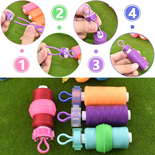142Pcs Bobbin Thread Buddies Set Sewing Thread Spool Organizer Including 70Pcs Bobbin Holders Clips, 32Pcs Bobbin Thread Spool Huggers and 40Pcs Bobbin Clips Holder for Embroidery Quilting Sewing