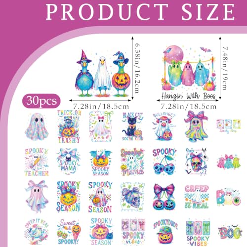30 Pcs Bows Ghost Halloween DTF Transfers Ready to Press - style: Halloween Ghost
