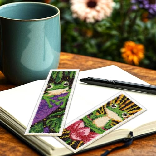 ORIGACH 6 Set Frog Cross Stitch Bookmark Kit for Beginner - style: Frog