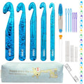 43 Pcs Large Crochet Hooks Set,12mm 15mm 18mm 20mm 25mm Large Crochet Hooks for Chunky Yarn,Plastic Crystal Smooth Big Crochet Needles for Handmade DIY Crochet with Storage Bag - color: Blue
