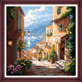 Funchey Counted Cross Stitch Kits for Adults Needlepoint Kits Unprinted Cross Stitching Embroidery Kit 11CT Cross Stitch Supplies-European Street View 18x18 inch - color: ArtsKits10