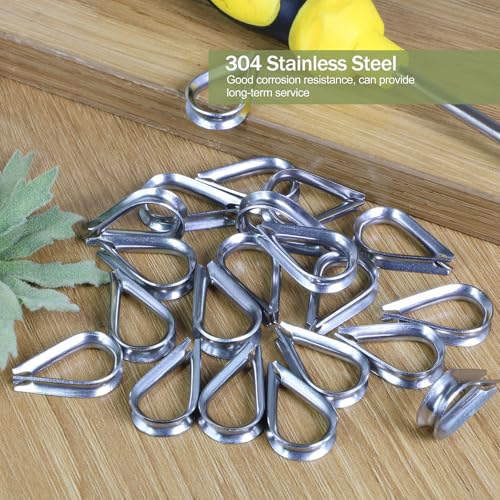 M3 Wire Rope Thimble, 304 Stainless Steel Thimble for 3/32-1/8 Inch Diameter Wire Rope, 4 Pieces - size: M3