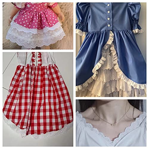 Eyelet Lace Trim 7 Yards White Cotton Lace Ribbon Embroidery Scalloped Lace for Sewing, Baby Clothes, Pets Clothes - color: 5#