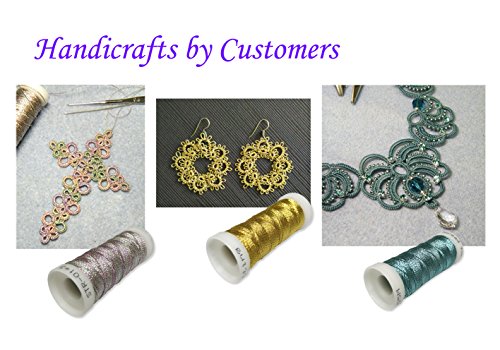 Simthread 6 Colors 3-Ply Metallic Shuttle Tatting Yarn 50 Meters Each for Shuttle Tatting Jewellery lacemaking #2 - color: Color 2