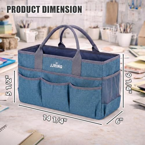 JJRING Large Art Supply Storage Tote Bag With Mesh Pockets, Green - color: Green