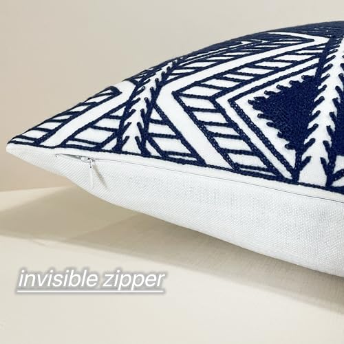 Slow Cow Embroidered Throw Pillow Cover 18 x 18 Inch Navy Blue - color: Navy Big Triangle, size: 18" x 18" (Pack of 1)