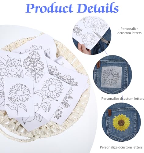 17 PCS Water Soluble Embroidery Patterns, with Flowers for Beginners