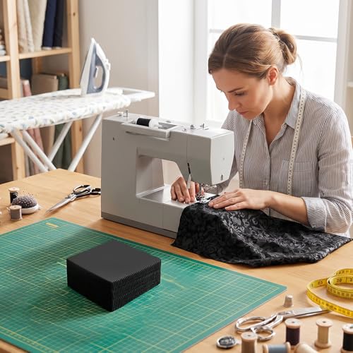 100 Pack 5-inch Cotton Fabric Squares, 5″ Precut Cotton Fabric Squares, Solids Black Charm Pack, Black - color: Black, size: 5″