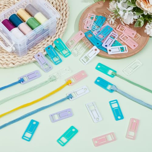 PH PandaHall 60pcs Embroidery Floss Bobbins 6 Colors Acrylic Cross Stitch Thread Bobbin Embroidery Floss Drop Sewing Thread Bobbins Organizers for DIY Craft Sewing Needlework Supplies, 1.9x0.7 Inch - color: White Pink Purple Green Blue
