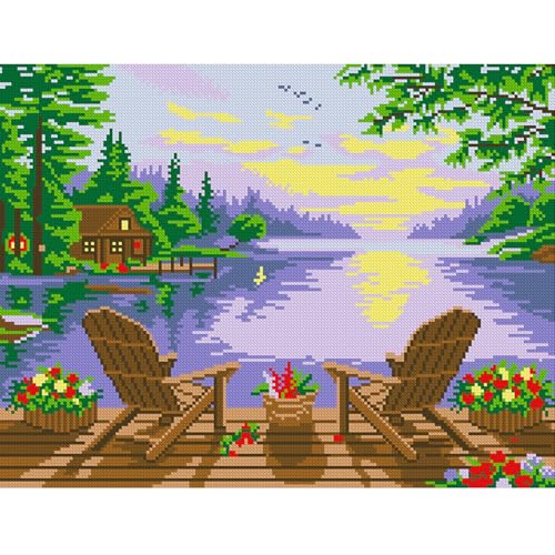 Zhenqing Leisure Time Printed Cross Stitch Kit - 11CT 38x48cm with Threads, Needle & Pattern, No Hoop Needed for Beginners (65837) - color: 65837