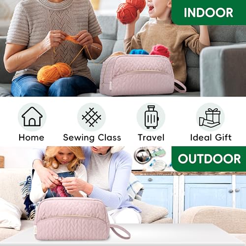 KarSyon Crochet Bag for Yarn Storage Knitting Crochet Supplies Accessories - color: Pink