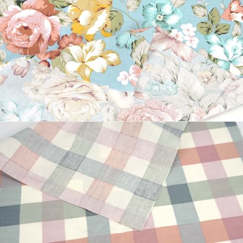 7 Pieces Cotton Fabric 18 x 22 Inches Precut Patchwork Fabric Set Fat Quarter Bundles for Sewing Quilting Crafting (Peony Lily) - color: Peony Lily