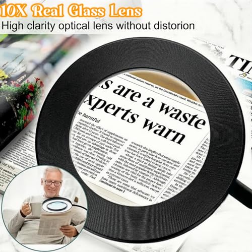 Reading Lamps, Clip on Desk Lamp,Craft Lamp Adjustable Lighted Magnifying Glass with Stand Portable Eye LED Light 3 Colors Dimmable for Reading Crafts Workbench (Adapter Available)