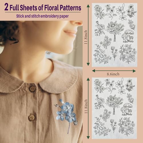 Water Soluble Stick and Stitch Embroidery Pattern Paper & Stencils - color: Floribunda