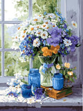 Moohue 14 ct Counted Cross Stitch Kits for Adults Flowers Cross Stitch Patterns Stamped Printed Cross Stitch Kits (Flowers 1) - color: Flowers 1