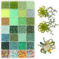 11200pcs Glass Seed Beads for DIY Crafting Bracelet Necklace Embroidery Jewelry Making Supplies (3mm, 400pcs/Color, 28 Colors, Green Scheme) - color: Green