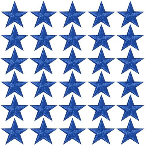 PAGOW 30 Pcs Star Iron on Patch, 1 Inch Sew on Star Embroidered Patches - color: 30 Blue