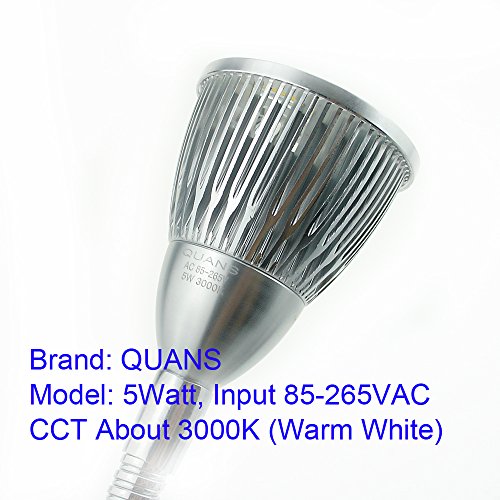 QUANS 5W High Power Clip-on Flexible Gooseneck Warm White LED Desk Light - color: Silver (Warm White) Non-Dim