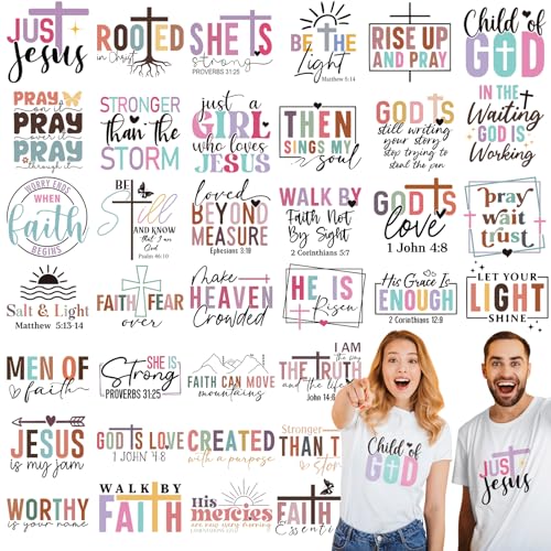 36 Sheets Christian Iron on Transfers Christian Bible Dtf Ready to Press - style: Christian Bible