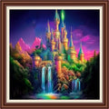 Dimxvean Counted Cross Stitch Kits for Adults,11CT Unprinted Cross-Stitch Pattern Embroidery Kit Cross Stitching Kit Supplies Needleworks Set-Rainbow Castle 18x18 inchs - color: SetColor02