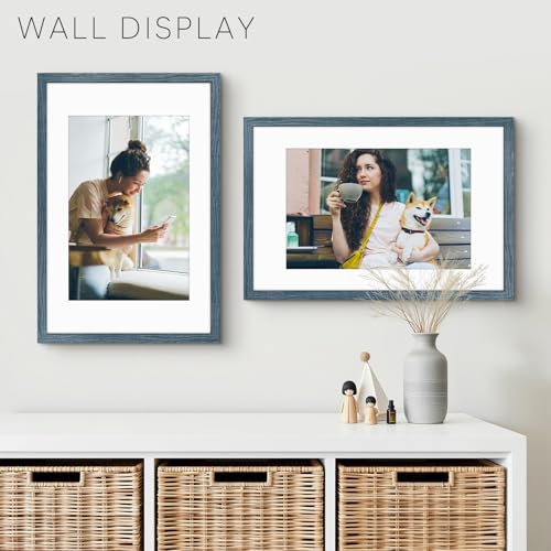 Golden State Art 16x24 Blue Picture Frame Mat for 12x18 Real Glass - color: Blue, size: 16x24