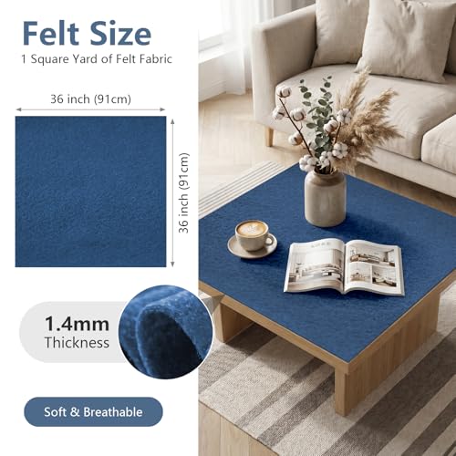 Navy Soft Felt Sheet 36'' X 36'', 1.4mm Large Felt Fabric Sheet for Crafts - color: Navy