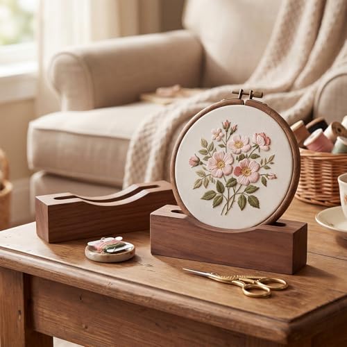 Chunful 6 Pcs Embroidery Hoop Display Stand, 5.3" X 1.3" X 1.5", Walnut - color: Walnut, size: 5.3" X 1.3" X 1.5"