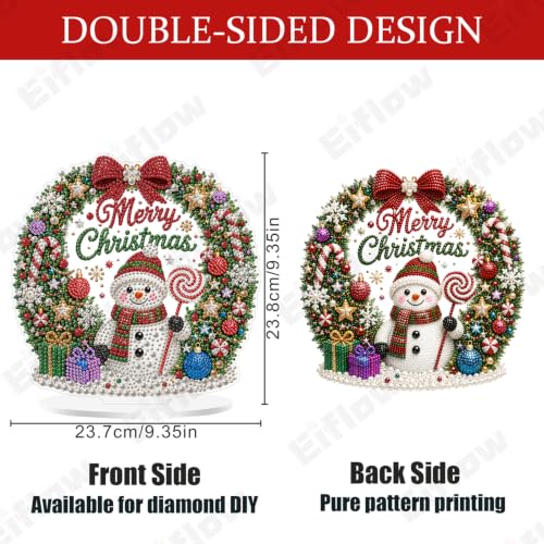 Eiflow Pearl Art Kit for Adults Christmas Snowman, DIY Tabletop Diamond Art Pearl Painting with Stand, Acrylic Stand Up Gem Painting Board Kit (Merry Christmas) - color: Merry Christmas