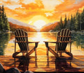 14CT Counted Cross Stitch Kits for Adults Mountain Flowers Stamped Cross Stitch Kits for Adults Clearance (Lake) - color: Lake