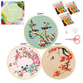 Santune 3 Pack Embroidery Kit for Adults Cross Stitch Kits for Beginners with Bird Patterns,3 Instructions,1 Hoop,Threads and 6 Needles,Hand Needlepoint Sets for Women - color: Cut Bird Series