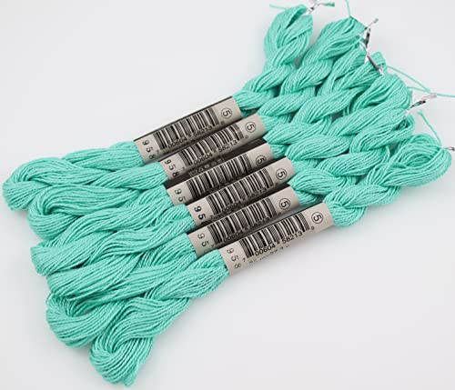 KCS 25 M/Skein Mercerized Pearl Cotton Crochet Needlepoint Thread,Size 5,6 skeins,Seagreen dk - color: Seagreen dk