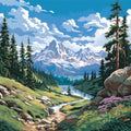 14CT Counted Cross Stitch Kits for Adults Mountain Flowers Stamped Cross Stitch Kits for Adults Clearance (Mountain 5) - color: Mountain 5