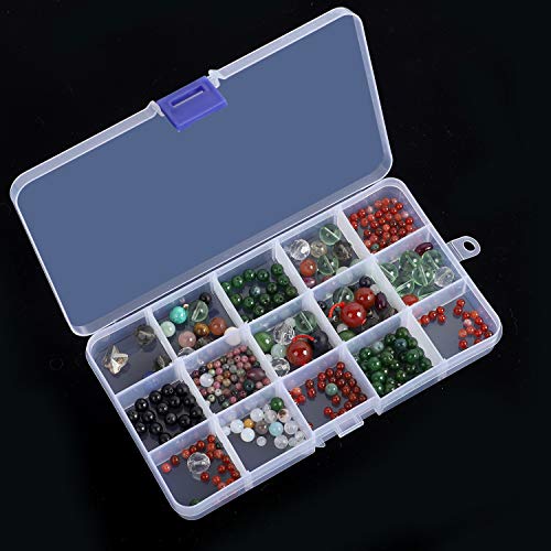 KINJOEK 10 Pack 15 Grids Plastic Bead Organizer Containers Storage, Adjustable Dividers Diamond Jewelry Craft Painting Storage Case, Clear Small Fishing Tackle Box for Sewing Cross Stitch Accessories - color: Clear, size: 15Grid 10PCS