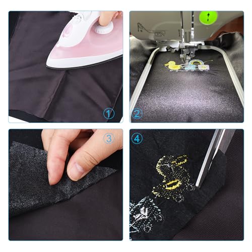 Fusible Cut Away Stabilizer Black Color - Weight 2.8 OZ 12" x 10 Yards/Roll - color: Black, size: Fusible 12"x10Y Roll